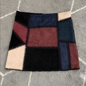 Suede patchwork skirt